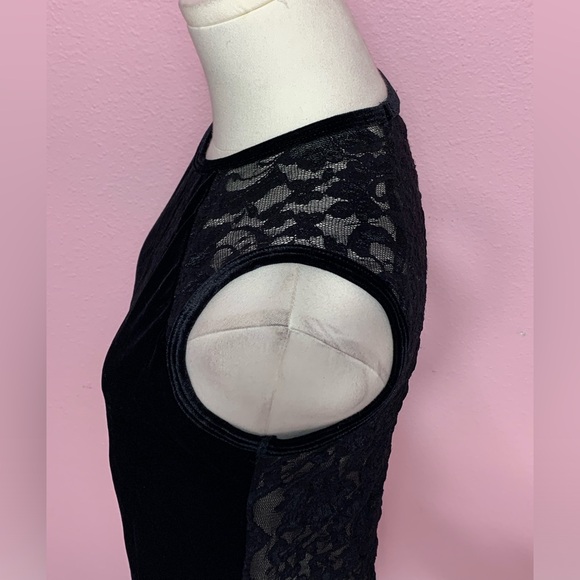 VTG Y2k Black Velvet & Lace Tank Top - S - Picture 5 of 6